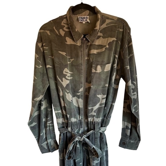 PAM & GELA Camo Belted Tencel Jumpsuit - Picture 3 of 12